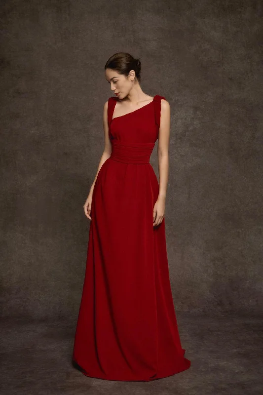 Hy Flared Strappy Velvet Floor Length Dress