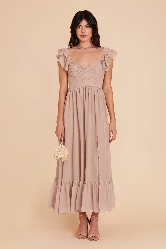 Michelle Chiffon Dress - Taupe