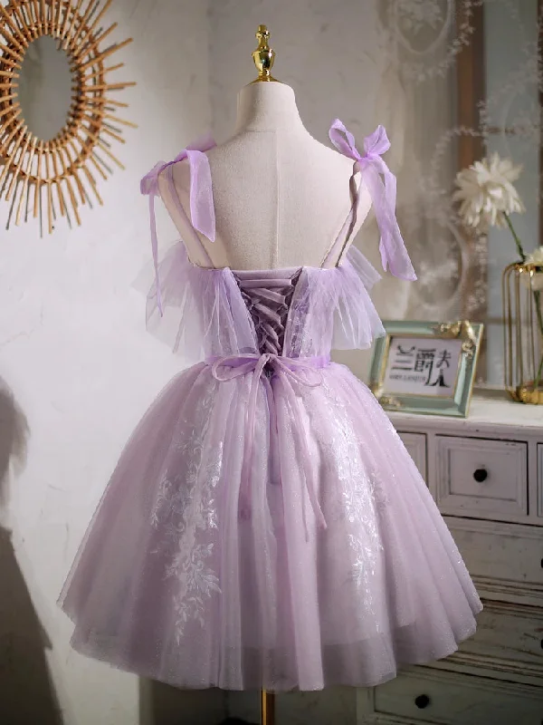 Sweet Purple A-line Short Prom Dress Homecoming Dress with Ribbon PD463