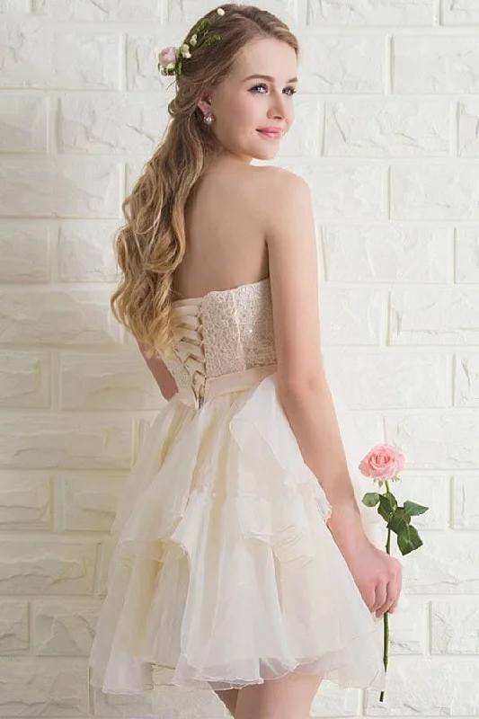 Sweetheart Tulle Lace Homecoming Dresses Short Prom Dresses PG173