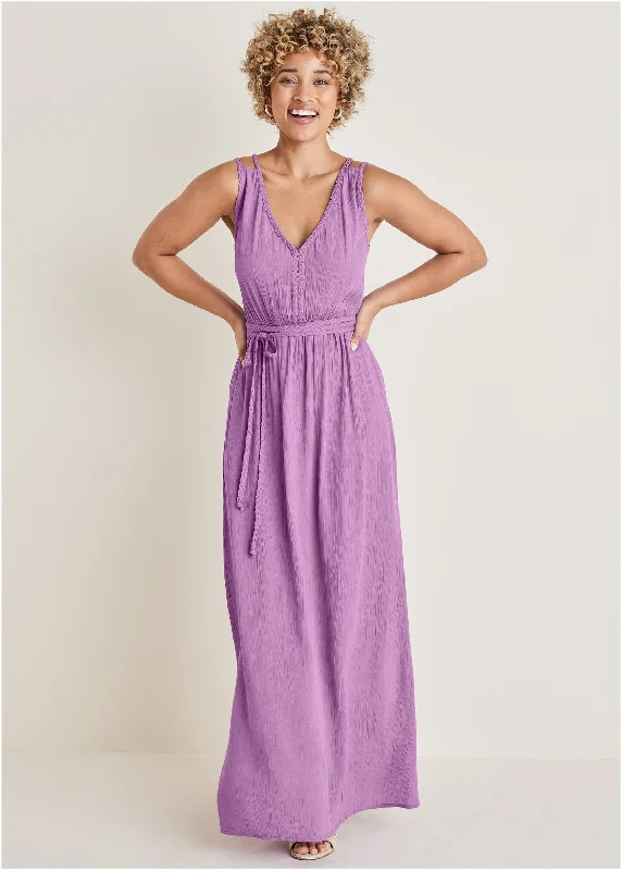 Braided detail maxi dress - Purple