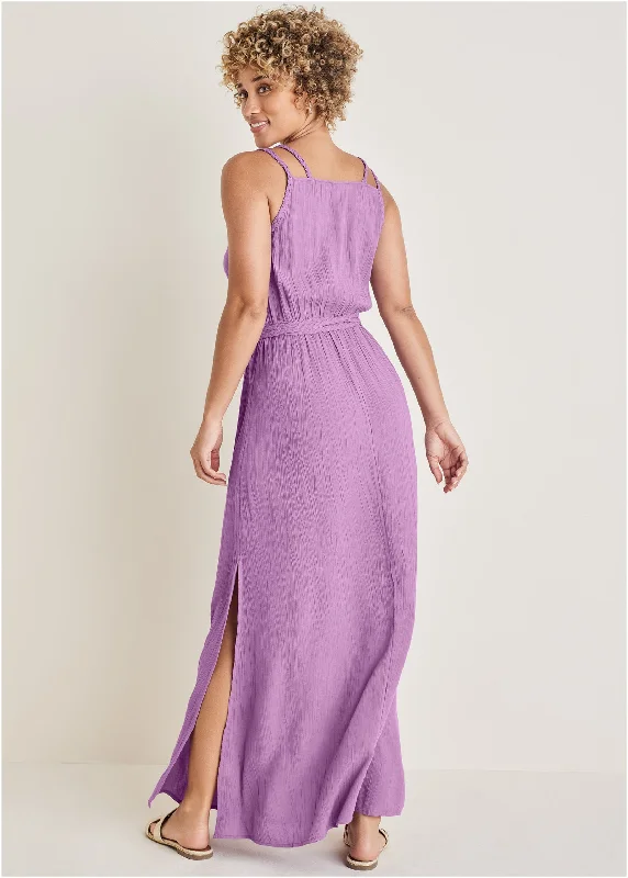 Braided detail maxi dress - Purple