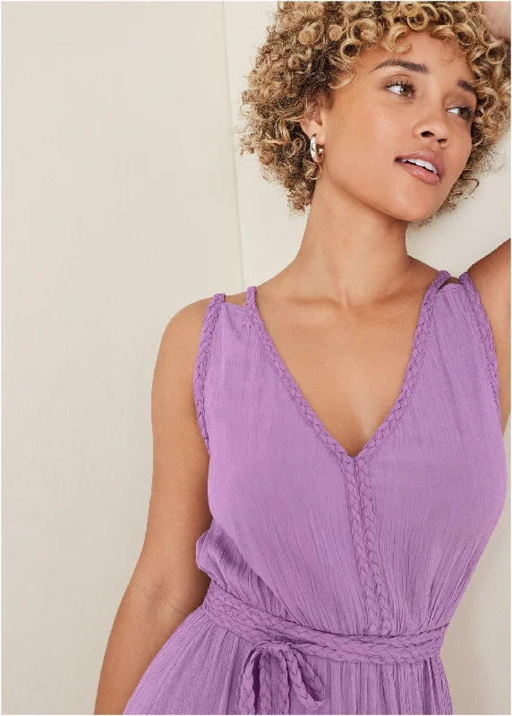 Braided detail maxi dress - Purple