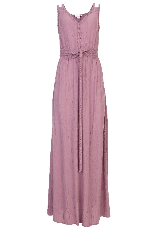 Braided detail maxi dress - Purple